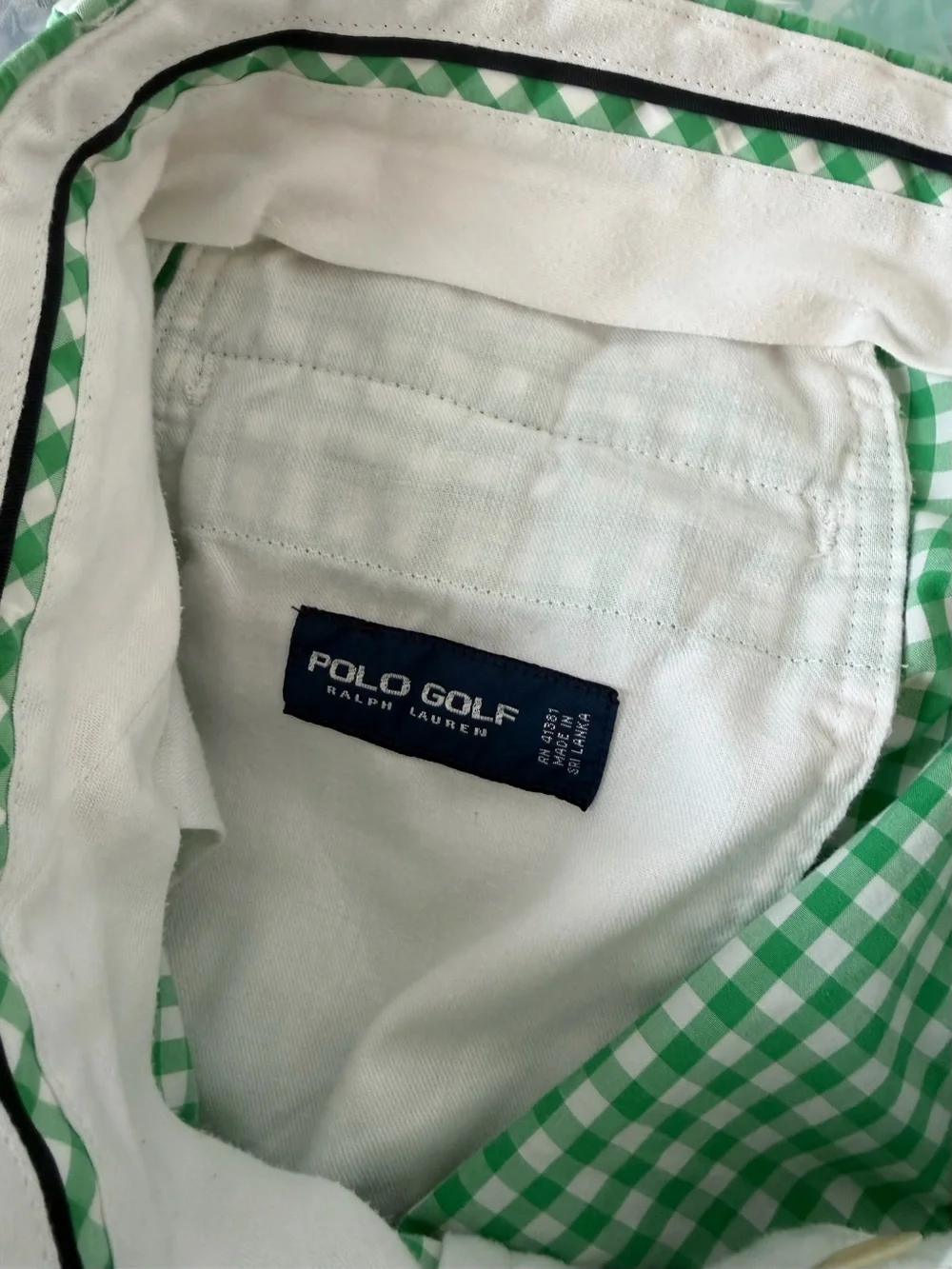 Polo Golf White Green Gingham Shorts RL Preppy Size 36